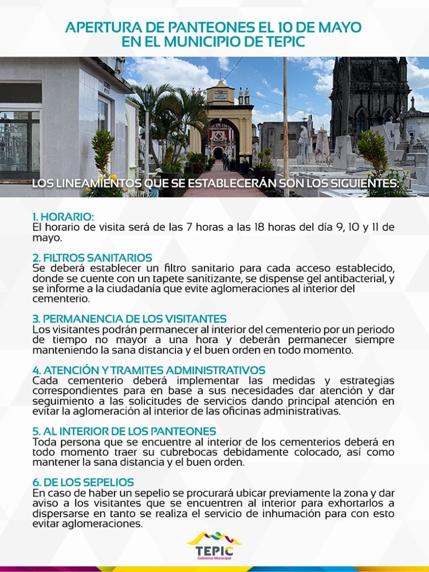 Panteones Tepic scaled Panteones municipales de Tepic con horario limitado los días 9, 10 y 11 de mayo