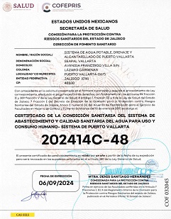 seapal certificado 2 Revalida SEAPAL Vallarta Certificación a la Calidad del Agua