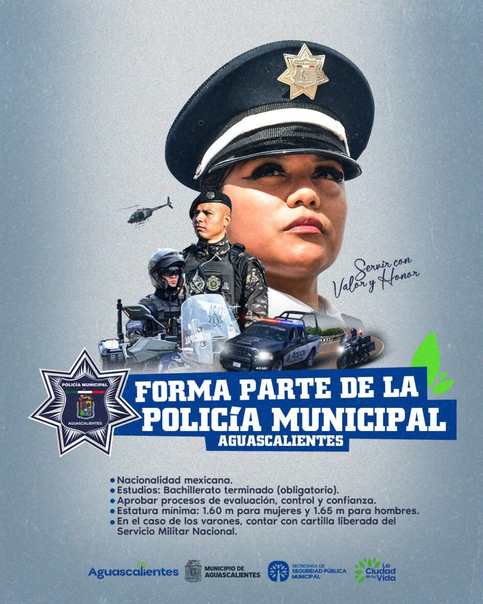 CONVOCATORIAPOLICIA scaled CONTINÚA ABIERTA LA CONVOCATORIA PARA INGRESAR A LA POLICÍA MUNICIPAL DE AGUASCALIENTES