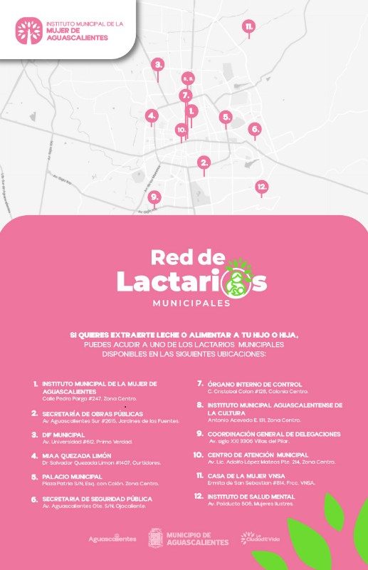 RED DE LACTARIOS MUNICIPALES 1 MUNICIPIO DE AGUASCALIENTES OFRECE ESPACIOS DIGNOS PARA LACTAR CON SU RED DE LACTARIOS PÚBLICOS
