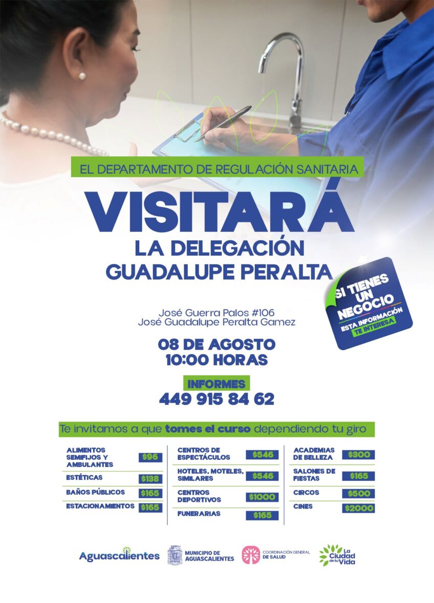 REGULACION SANITARIA EN TU DELEG PERALTA scaled IMPARTIRÁN CURSOS DE REGULACIÓN SANITARIA EN LA DELEGACIÓN GUADALUPE PERALTA