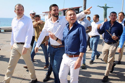 malecon Vallarta sigue en pie; supervisa Lemus y Munguía obras en el malecón