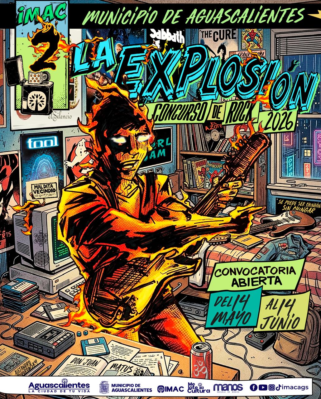 INFOGRAFIA LA EXPLOSION PRESENTA IMAC CONVOCATORIA PARA PARTICIPAR EN EL CONCURSO DE ROCK LA EXPLOSIÓN 2026